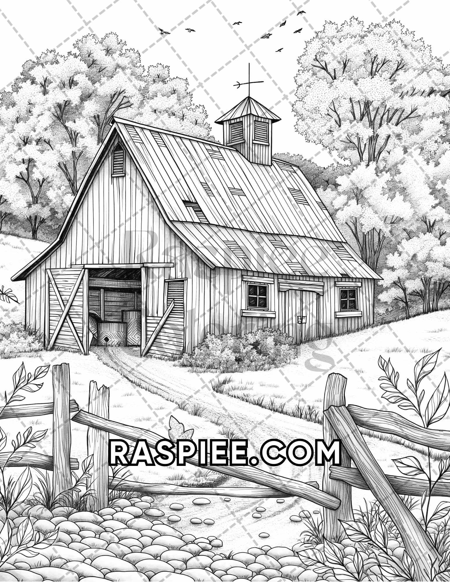 60 Relaxing Autumn Grayscale Adult Coloring Pages Printable PDF Instant Download