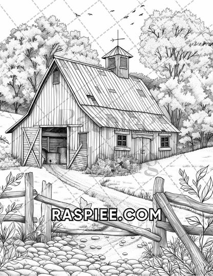 60 Relaxing Autumn Grayscale Adult Coloring Pages Printable PDF Instant Download