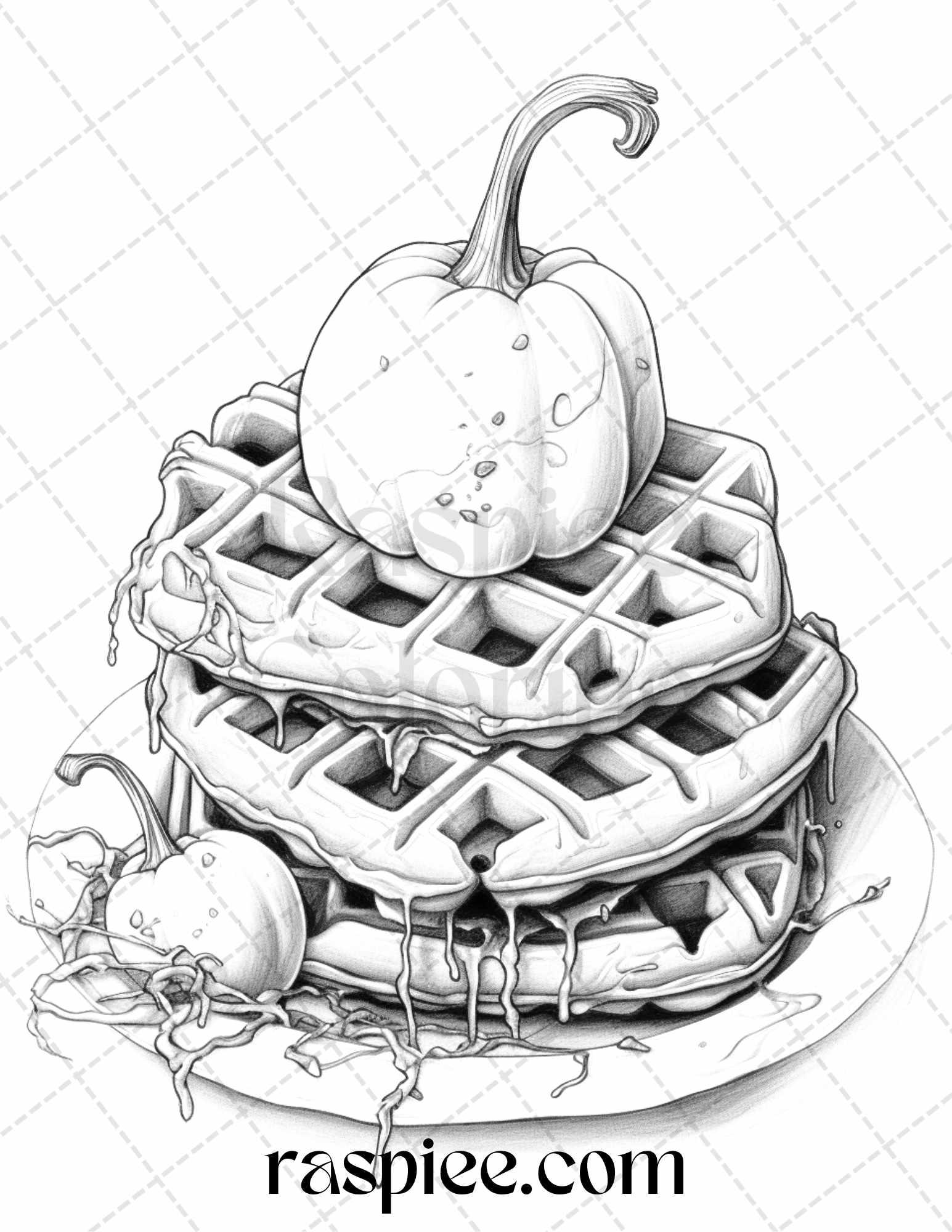 68 Halloween Spooky Desserts Grayscale Coloring Pages Printable for Adults, PDF File Instant Download