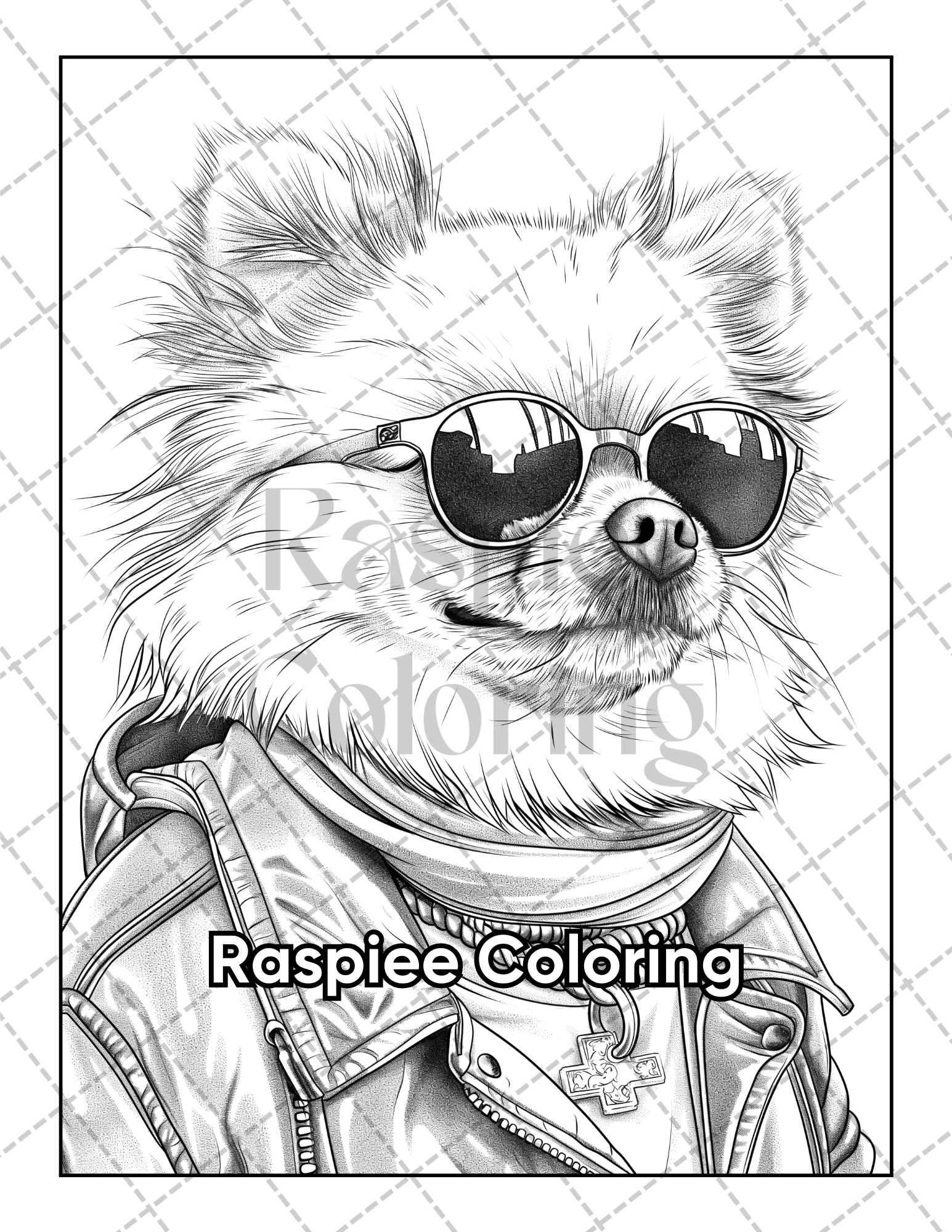 50 Dogs Dressed Up Adult Coloring Pages Printable PDF Instant Download