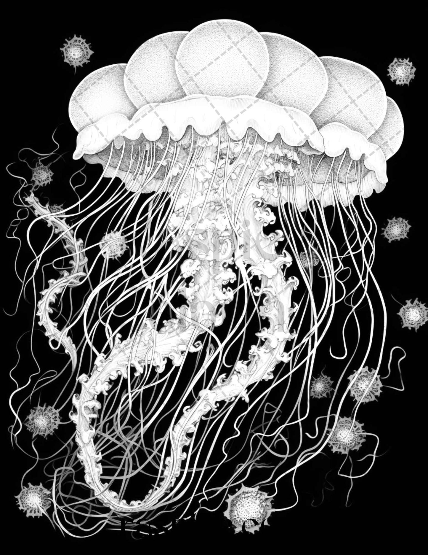Ocean Life Grayscale Coloring Pages Printable for Adults Relaxation and Creativity, PDF File Instant Download