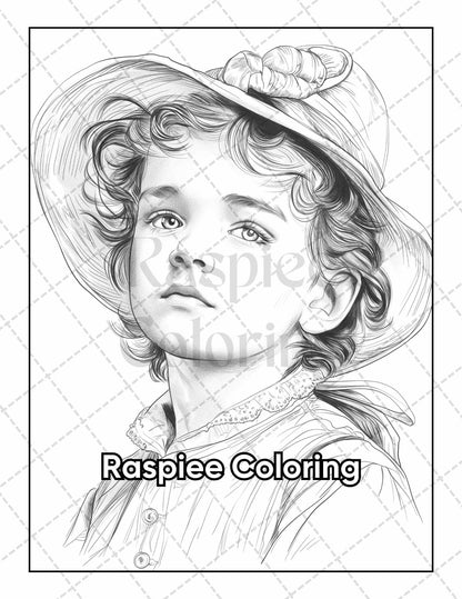 50 Victorian Portrait Adult Coloring Pages Printable PDF Instant Download