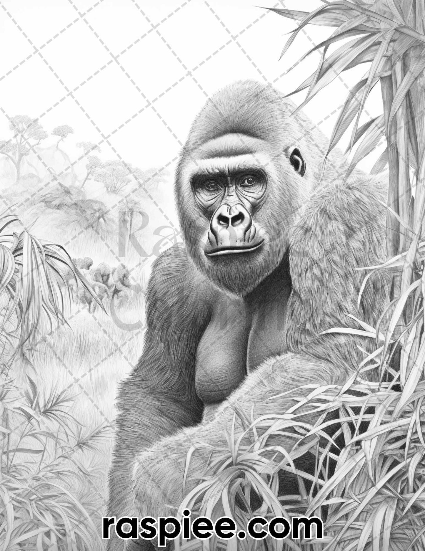 55 Wild Animals Grayscale Coloring Pages for Adults, Printable PDF Instant Download
