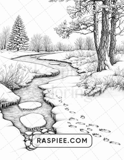 82 Winter Landscapes Adult Coloring Pages