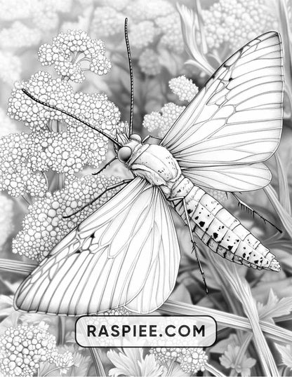 Insects and Flowers Adult Coloring Pages