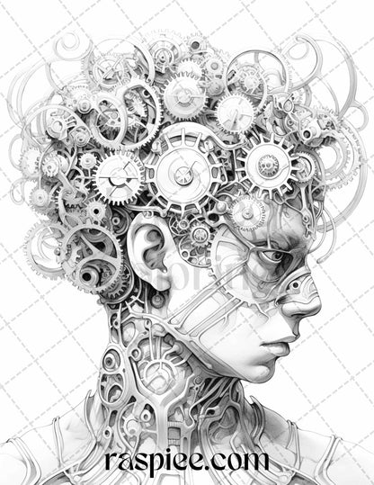 60 Enchanting Surrealism Grayscale Coloring Pages Printable for Adults, PDF File Instant Download
