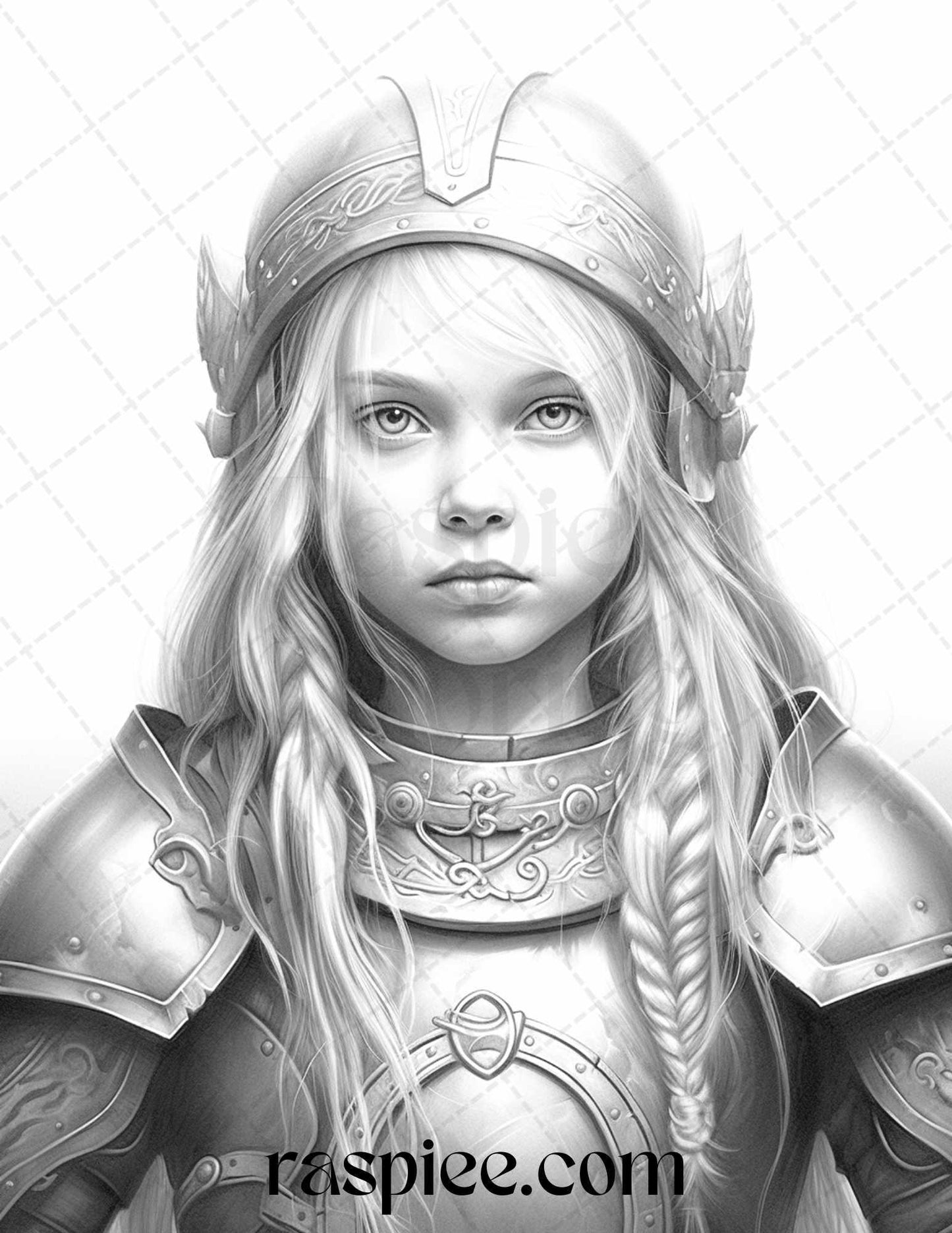 58 Little Viking Girls Boys Portrait Grayscale Coloring Pages Printable, PDF File Instant Download