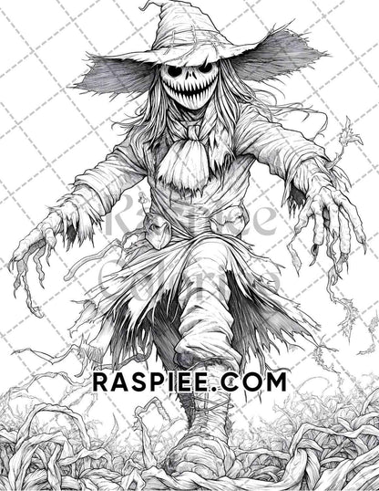 Halloween Surreal Adult Coloring Pages Printable PDF Instant Download