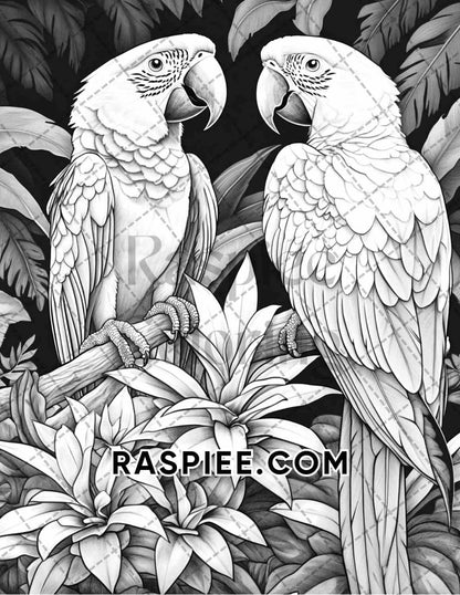 Flowers and Birds Adult Coloring Pages Printable PDF Instant Download