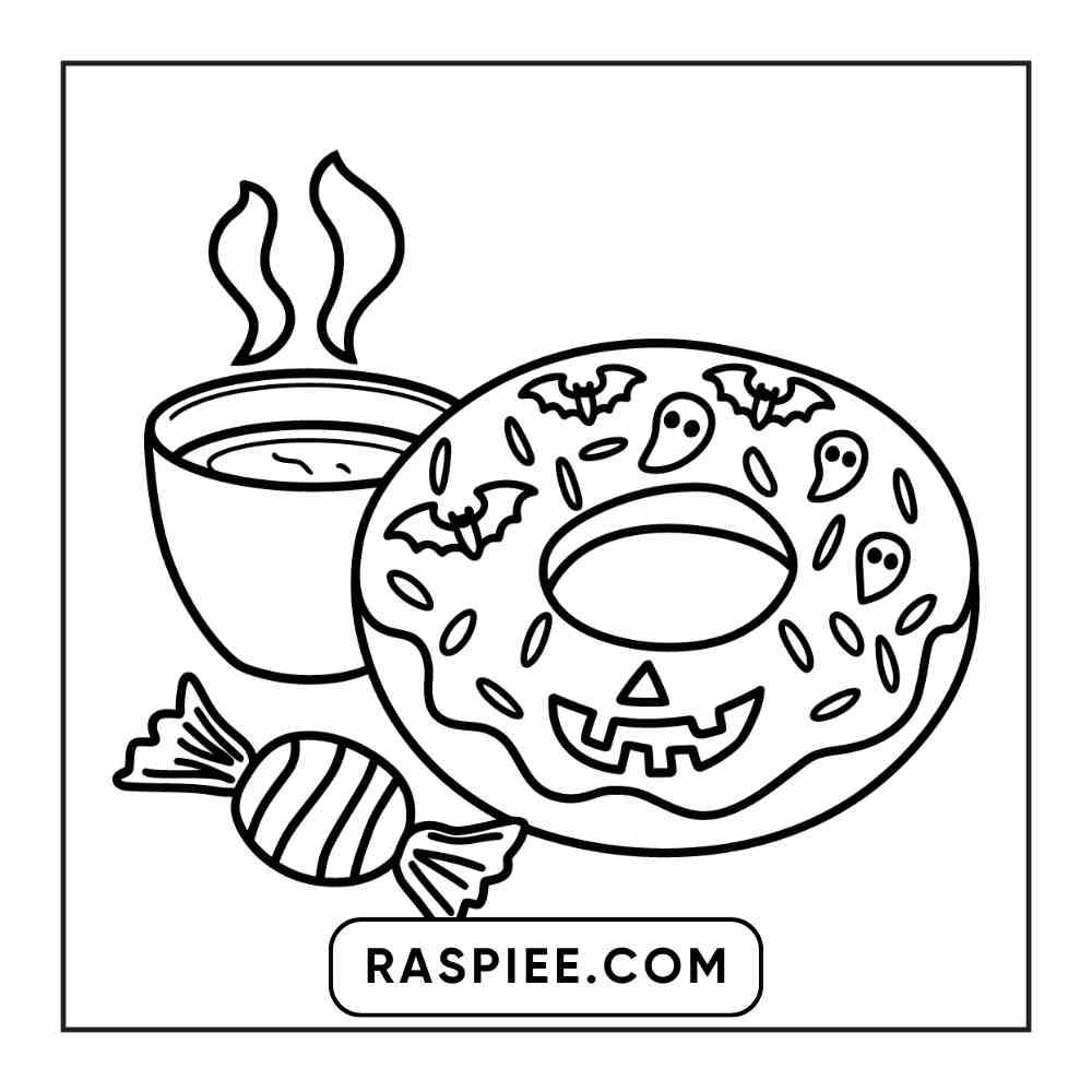 100 Bold Easy Spooky Food & Drinks Coloring Pages Printable PDF Instant Download