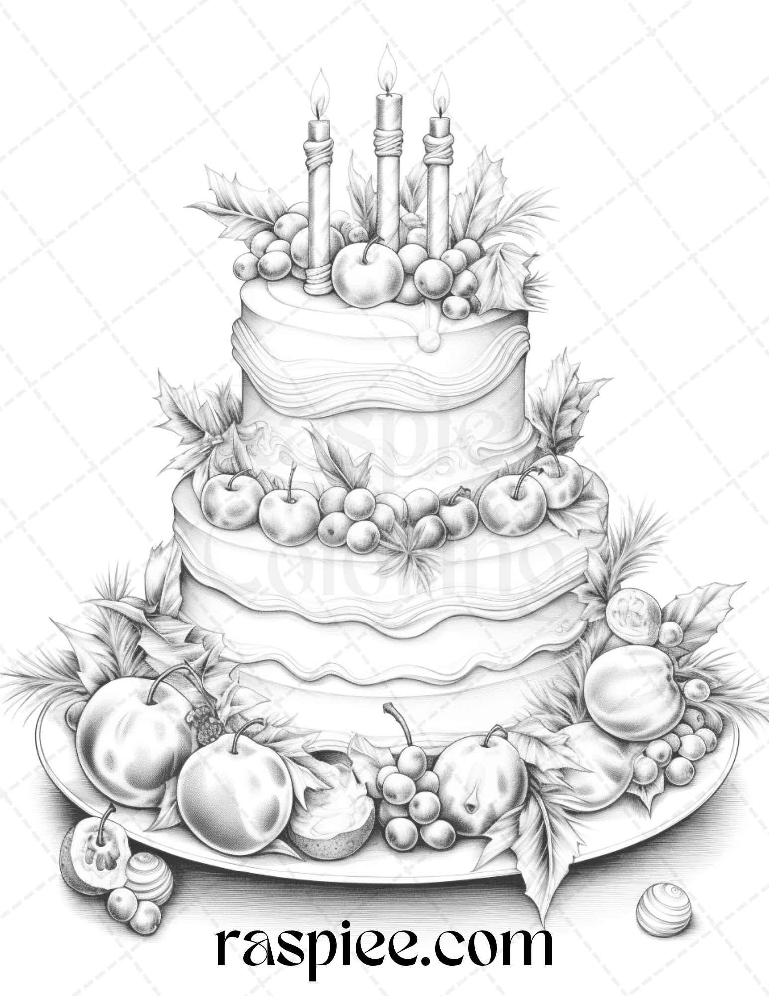 90 Merry Christmas Grayscale Coloring Pages Printable for Adults, PDF File Instant Download