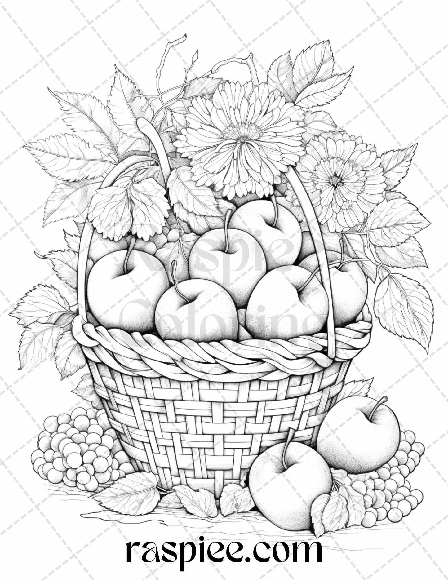 Autumn Vibes Grayscale Coloring Pages Printable for Adults, PDF File Instant Download