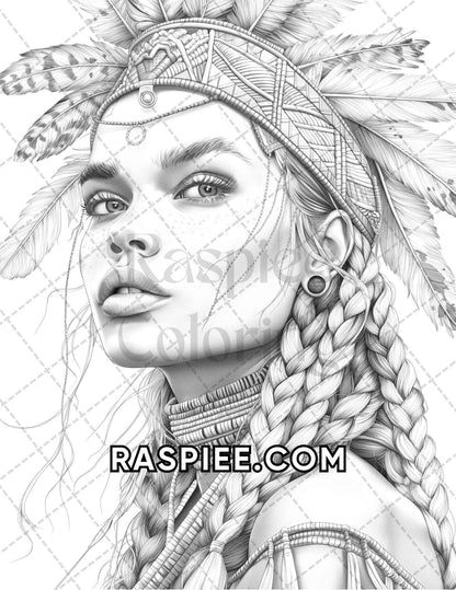 60 Fantasy Beauties Grayscale Adult Coloring Pages Printable PDF Instant Download