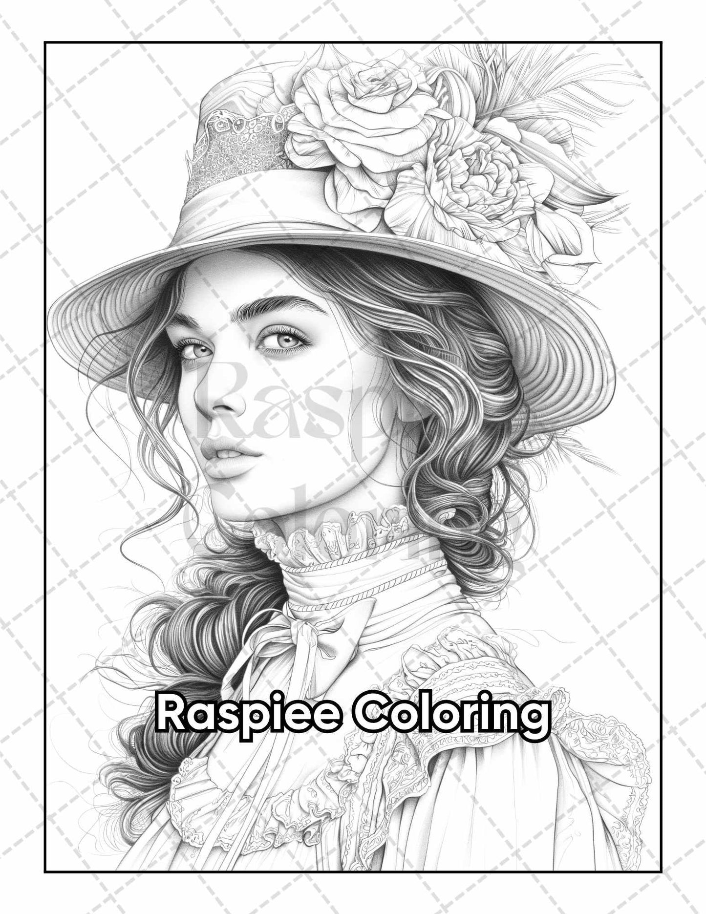 50 Victorian Portrait Adult Coloring Pages Printable PDF Instant Download