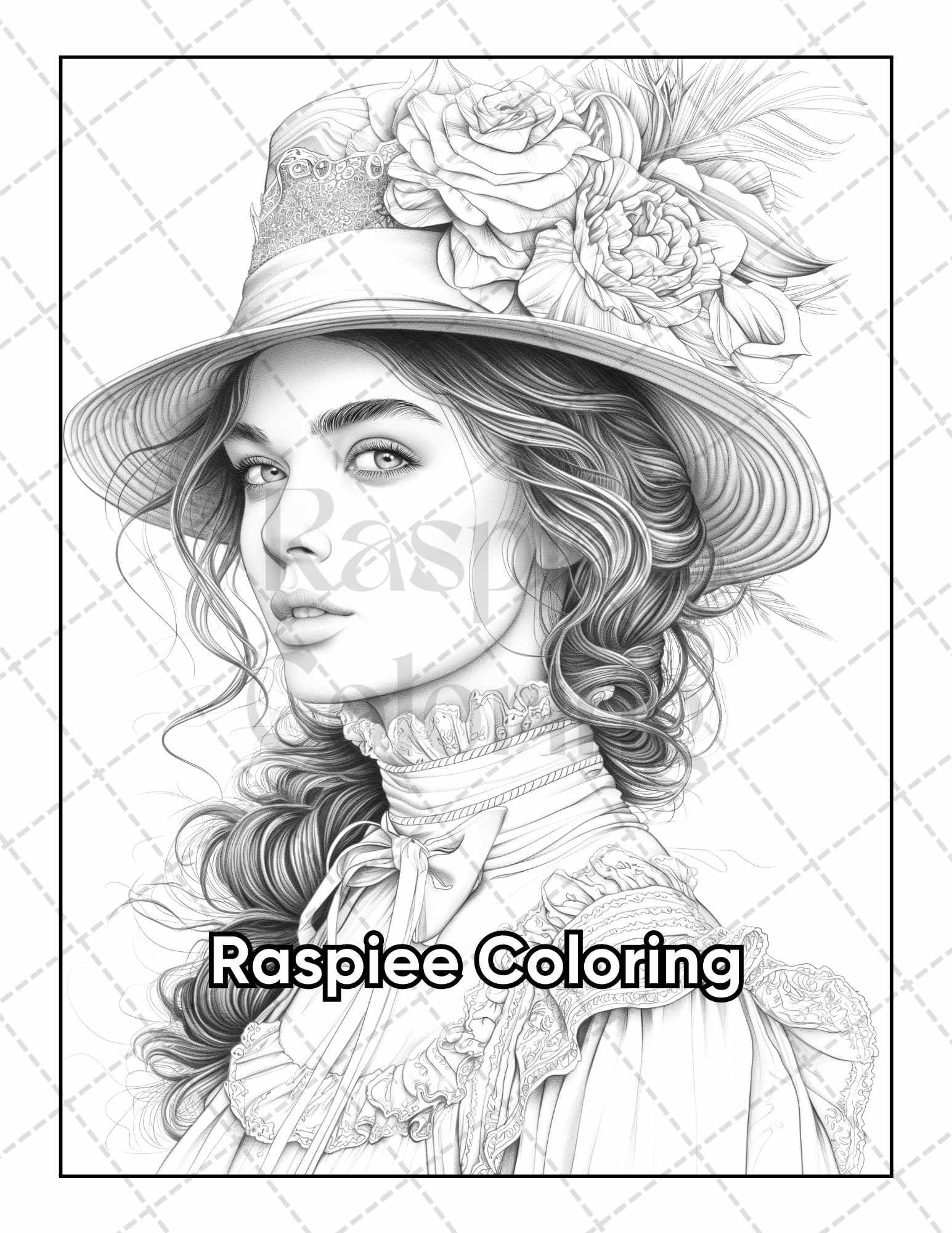 50 Victorian Portrait Adult Coloring Pages Printable PDF Instant Download