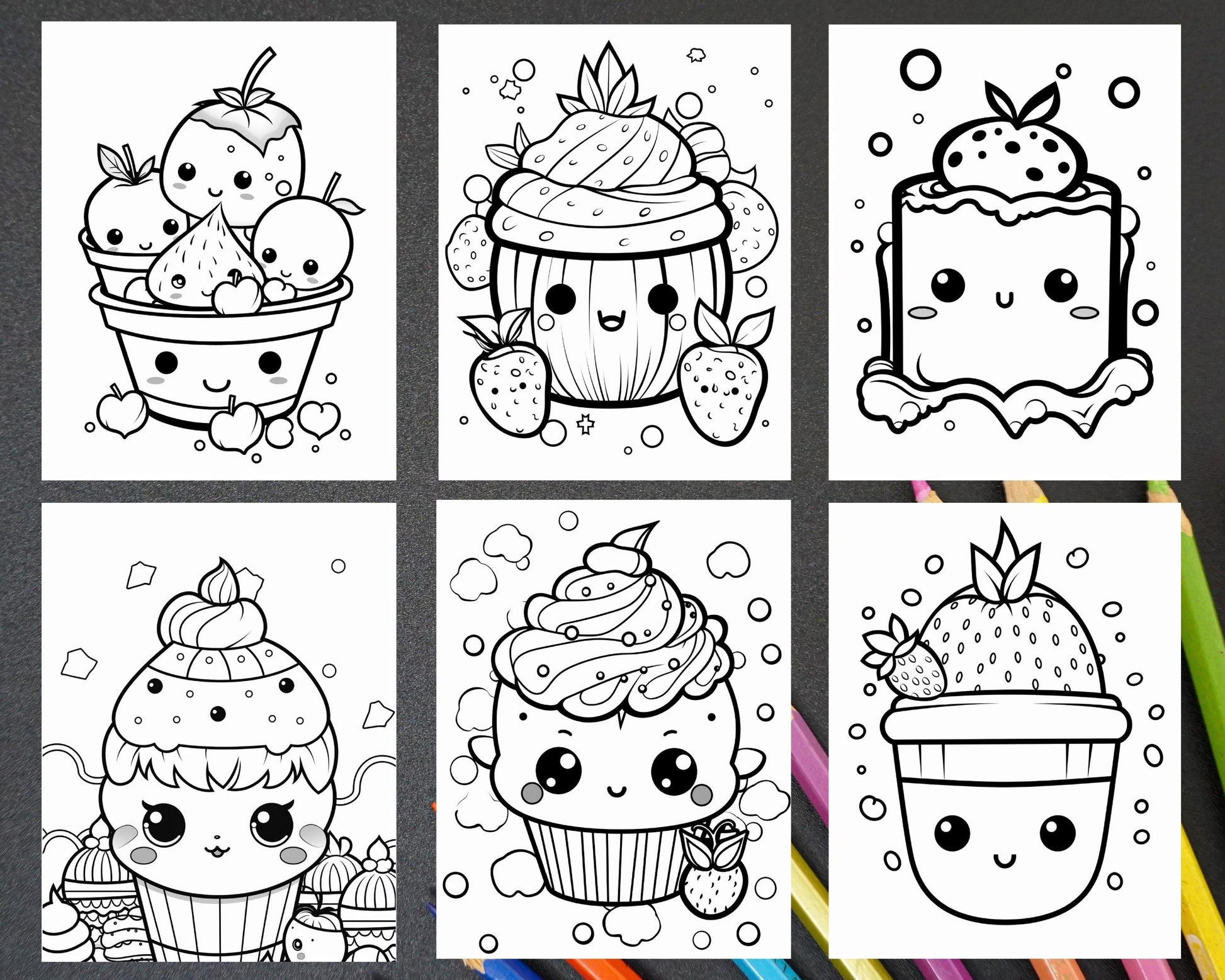 200 Kawaii Food Coloring Pages for Kids, Fun Homeschool Activities, Printable PDF Instant Download