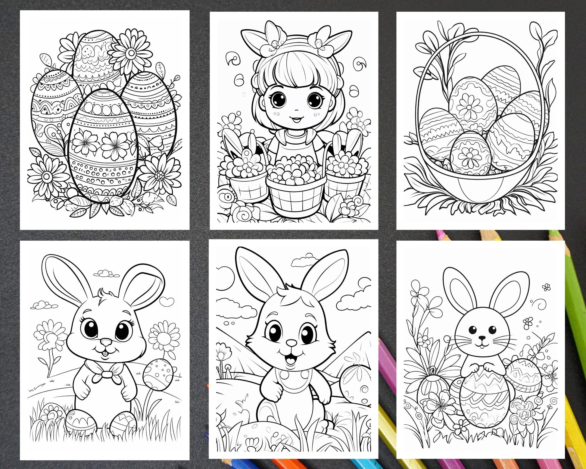 200 Easter Coloring Pages for Kids, Preschool Printable Activities, Instant Download