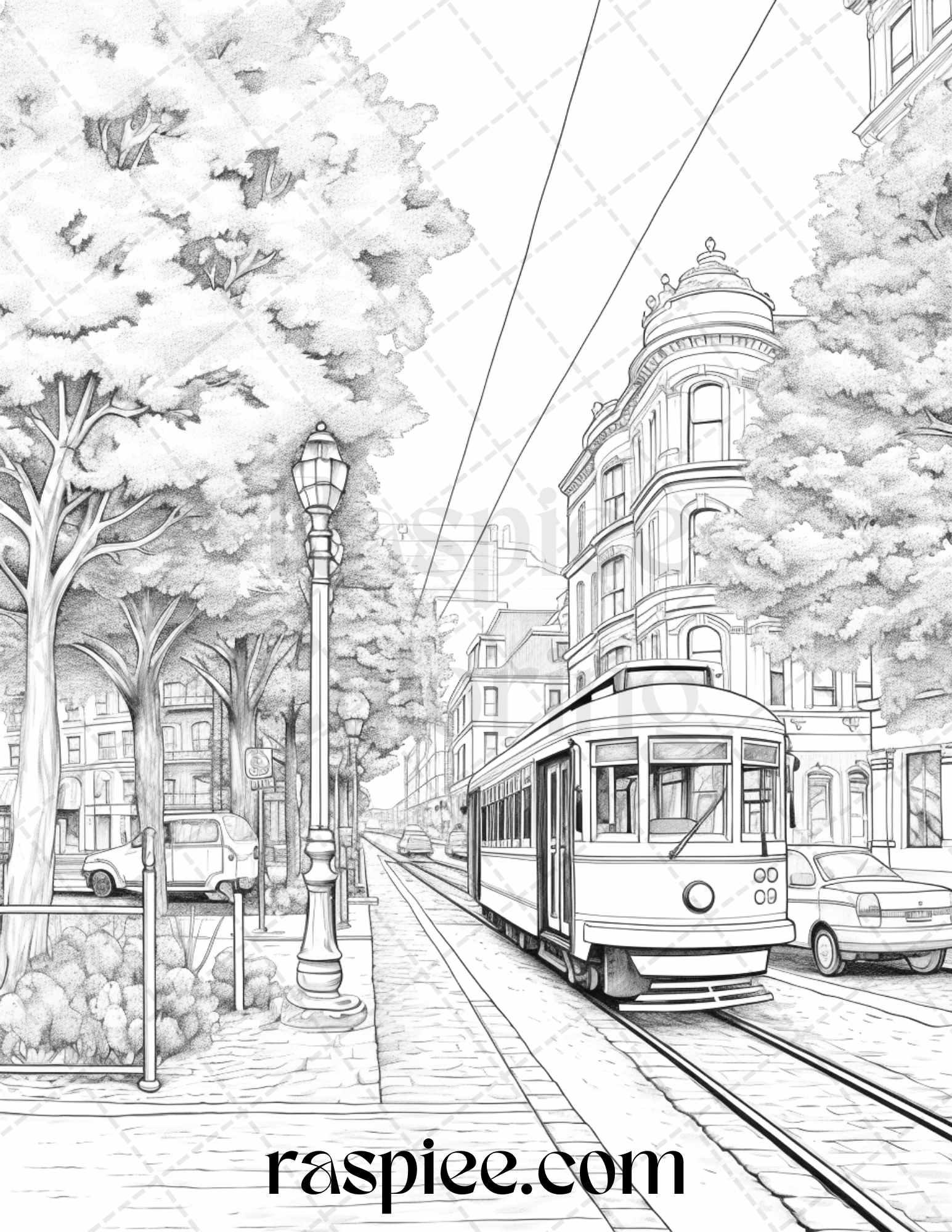 Autumn Scenery Grayscale Coloring Pages Printable for Adults, PDF File Instant Download