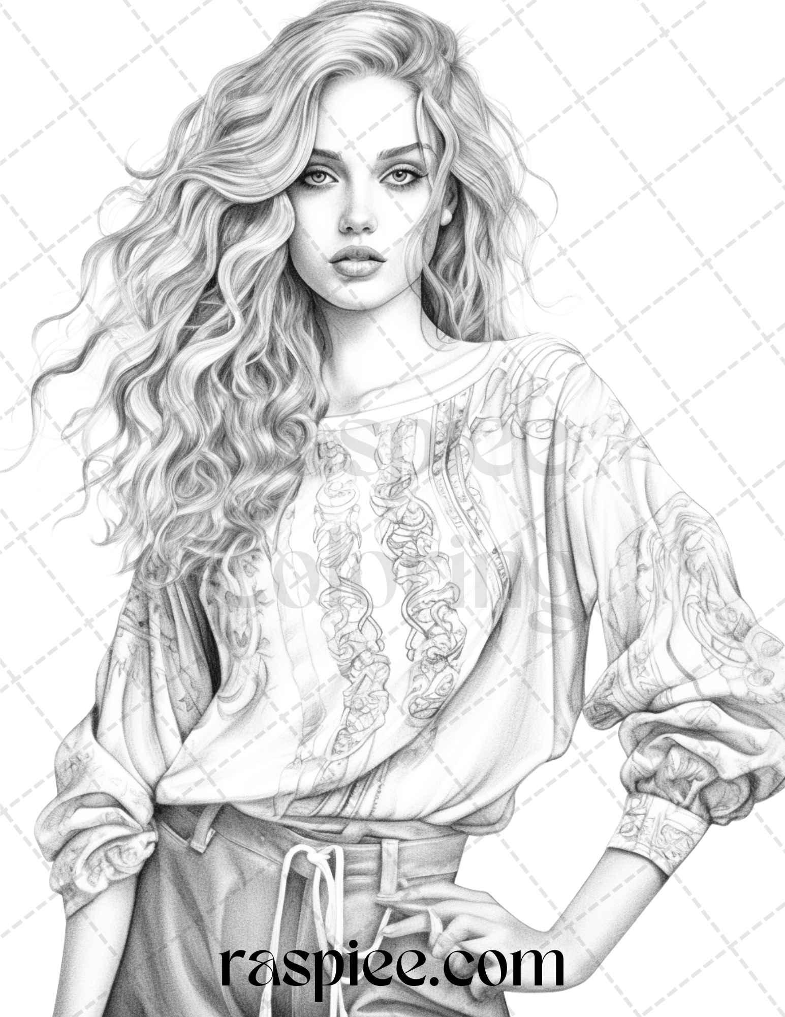 50 Streetwear Fashion Grayscale Coloring Pages Printable for Adults, PDF File Instant Download