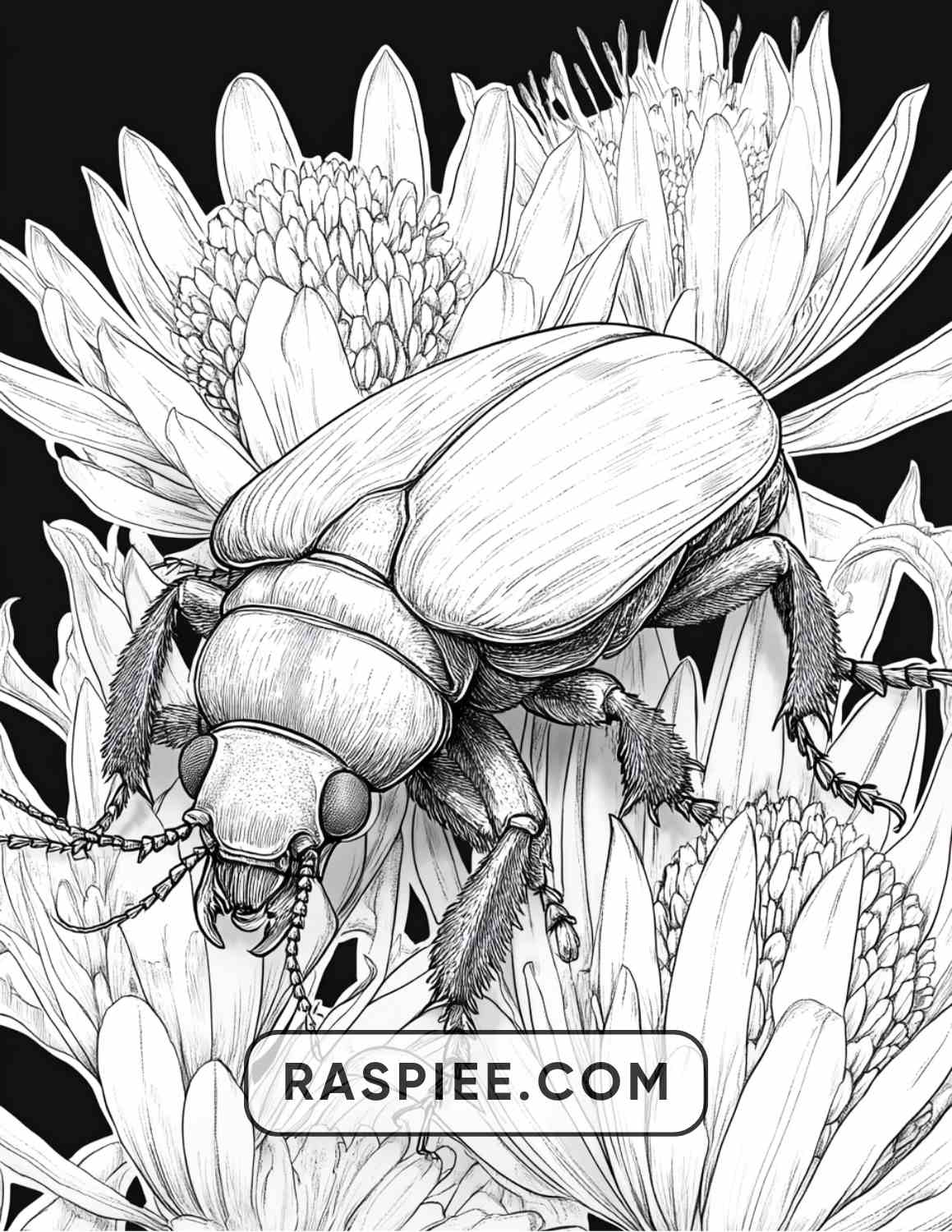 Insects and Flowers Adult Coloring Pages