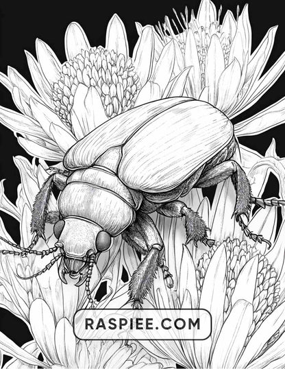 Insects and Flowers Adult Coloring Pages
