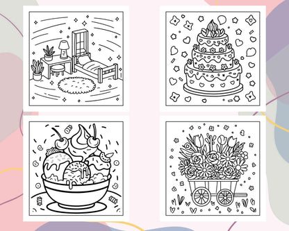90 Bold and Easy Stress Relief Coloring Pages Printable PDF Instant Download