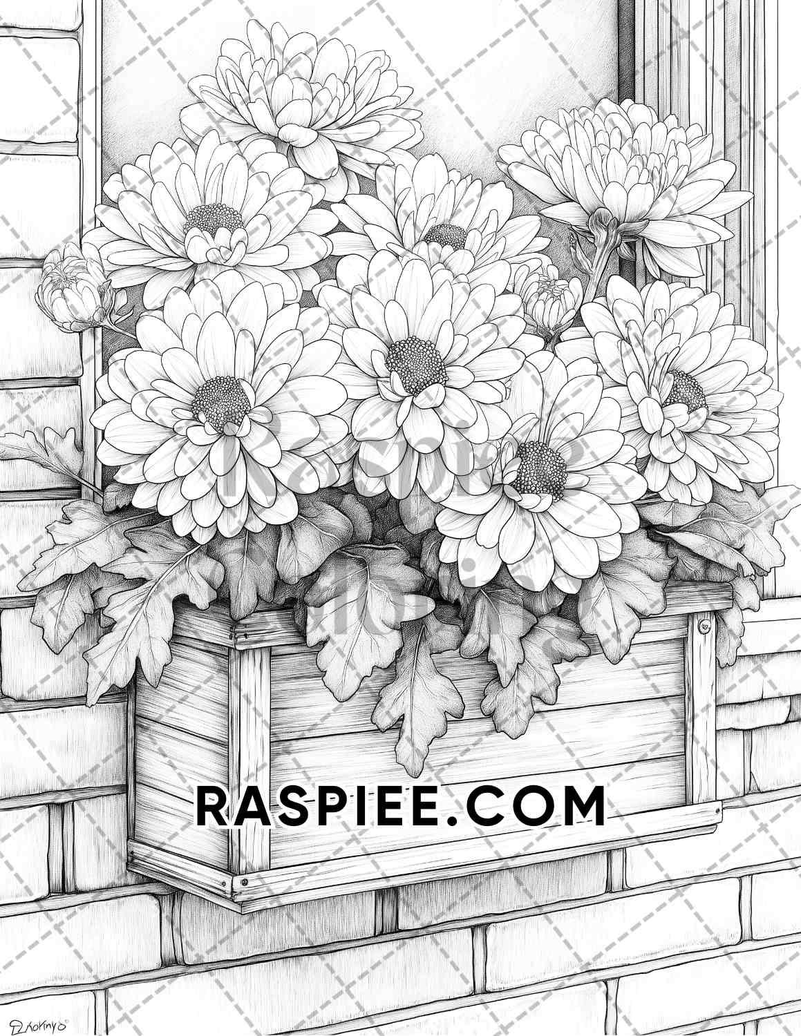 Fall Flowers Adult Coloring Pages Printable PDF Instant Download