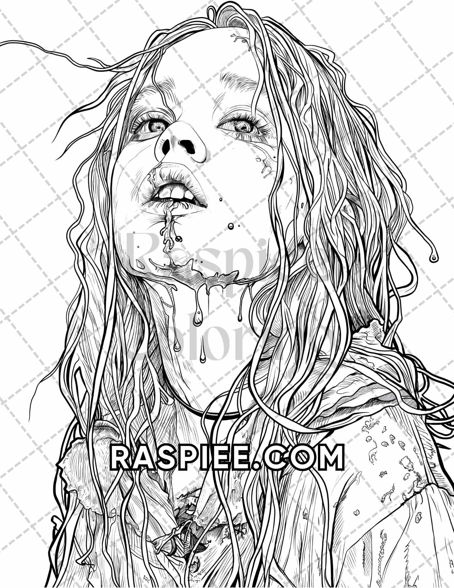 Freak Of Horror Halloween Adult Coloring Pages Printable PDF Instant Download