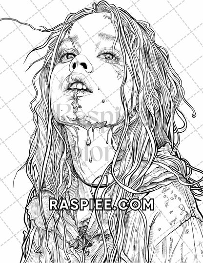 Freak Of Horror Halloween Adult Coloring Pages Printable PDF Instant Download
