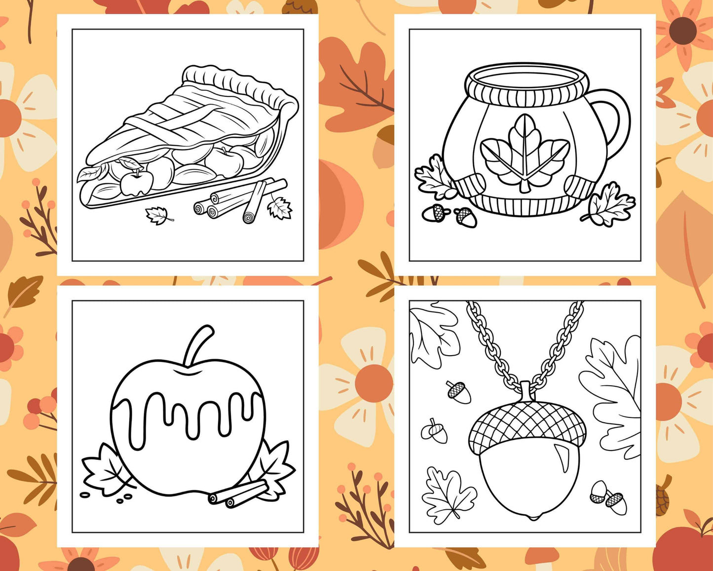 76 Bold and Easy Fall Vibes Coloring Pages Printable PDF Instant Download