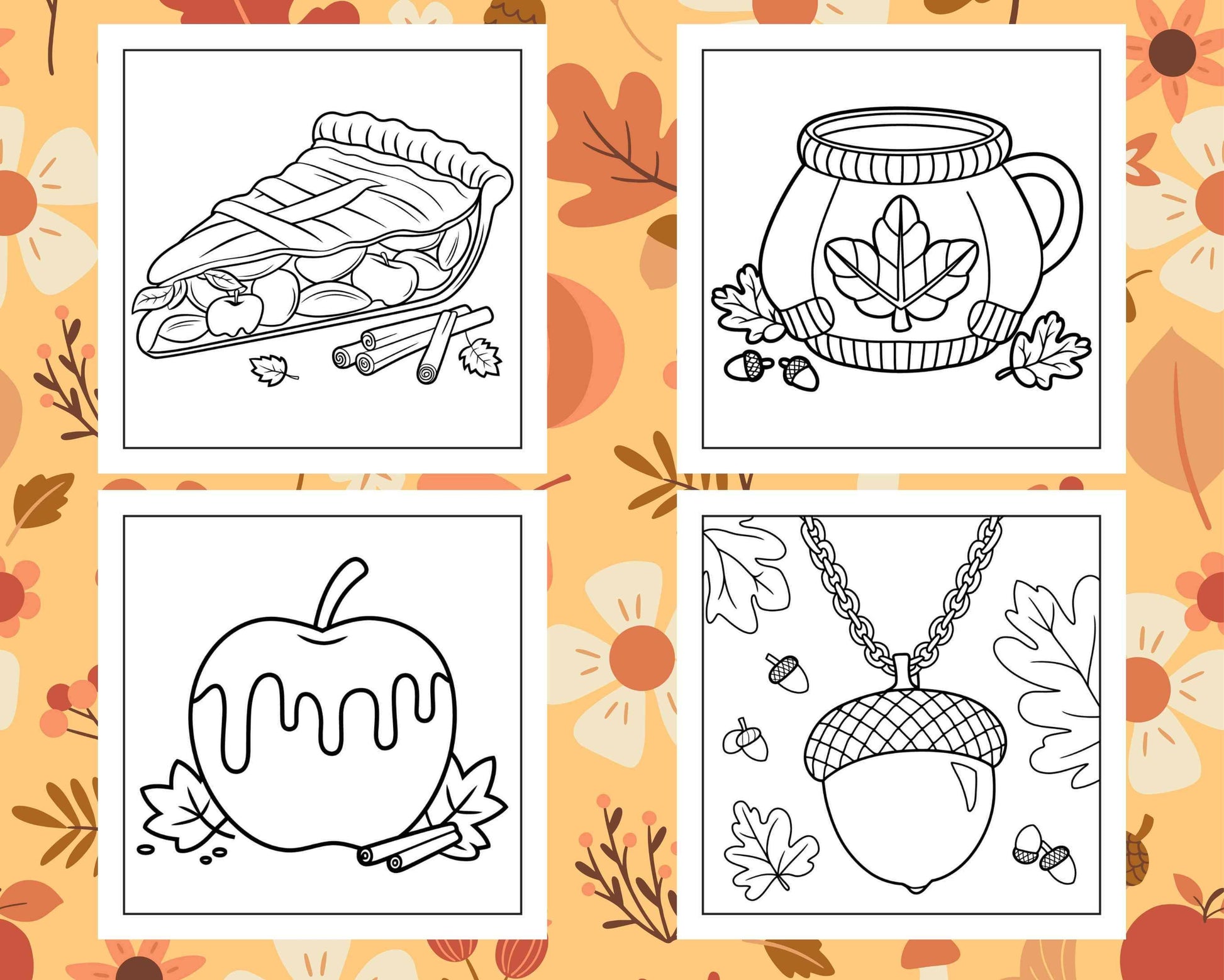 76 Bold and Easy Fall Vibes Coloring Pages Printable PDF Instant Download
