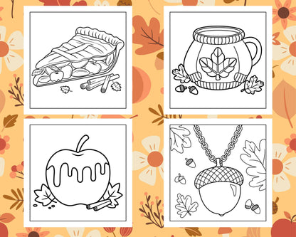 76 Bold and Easy Fall Vibes Coloring Pages Printable PDF Instant Download