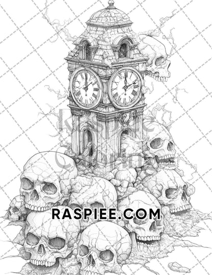 Halloween Surreal Adult Coloring Pages Printable PDF Instant Download