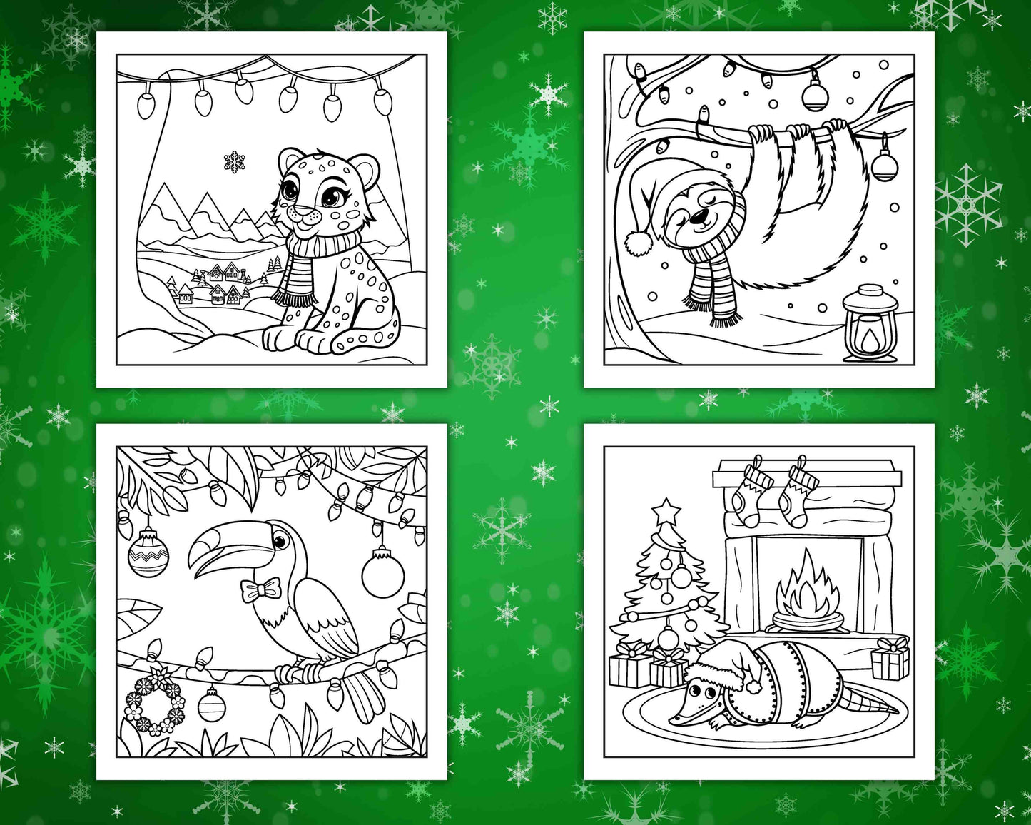 114 Bold and Easy Festive Corner Christmas Coloring Pages