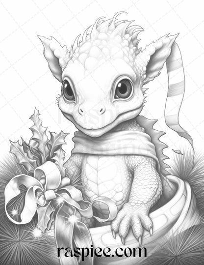70 Christmas Animals Grayscale Coloring Pages Printable for Adults, PDF File Instant Download
