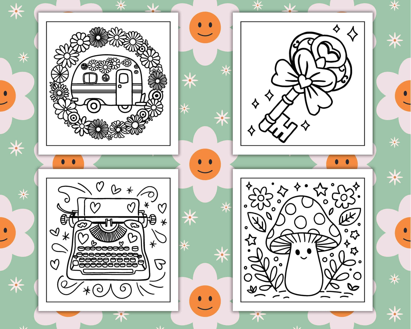 127 Bold and Easy Cute Groovy Coloring Pages