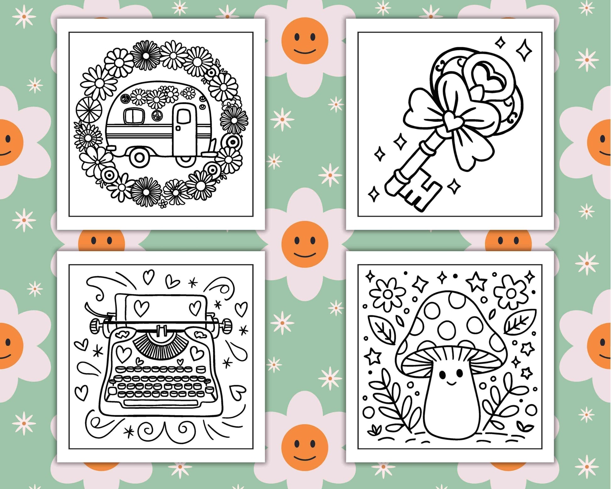 127 Bold and Easy Cute Groovy Coloring Pages