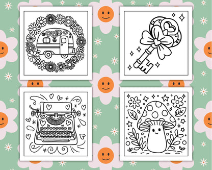 127 Bold and Easy Cute Groovy Coloring Pages