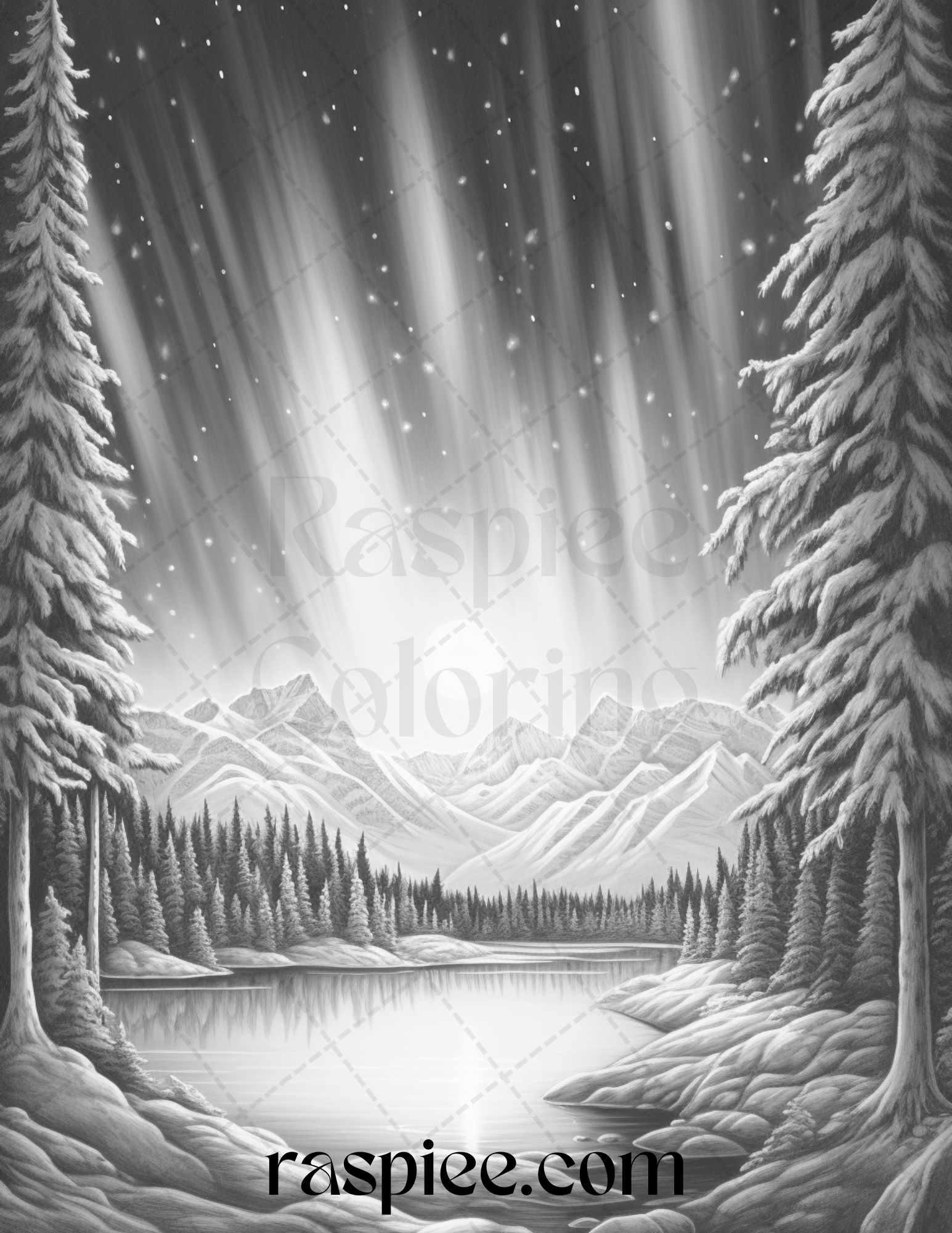 Mystical World Grayscale Coloring Pages Printable for Adults, Enchanting Fantasy Designs, PDF File Instant Download