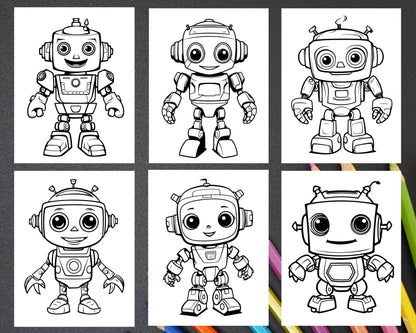 210 Robot Coloring Pages for Kids, Preschool Kindergarten Learning Activity Book Printable PDF Download