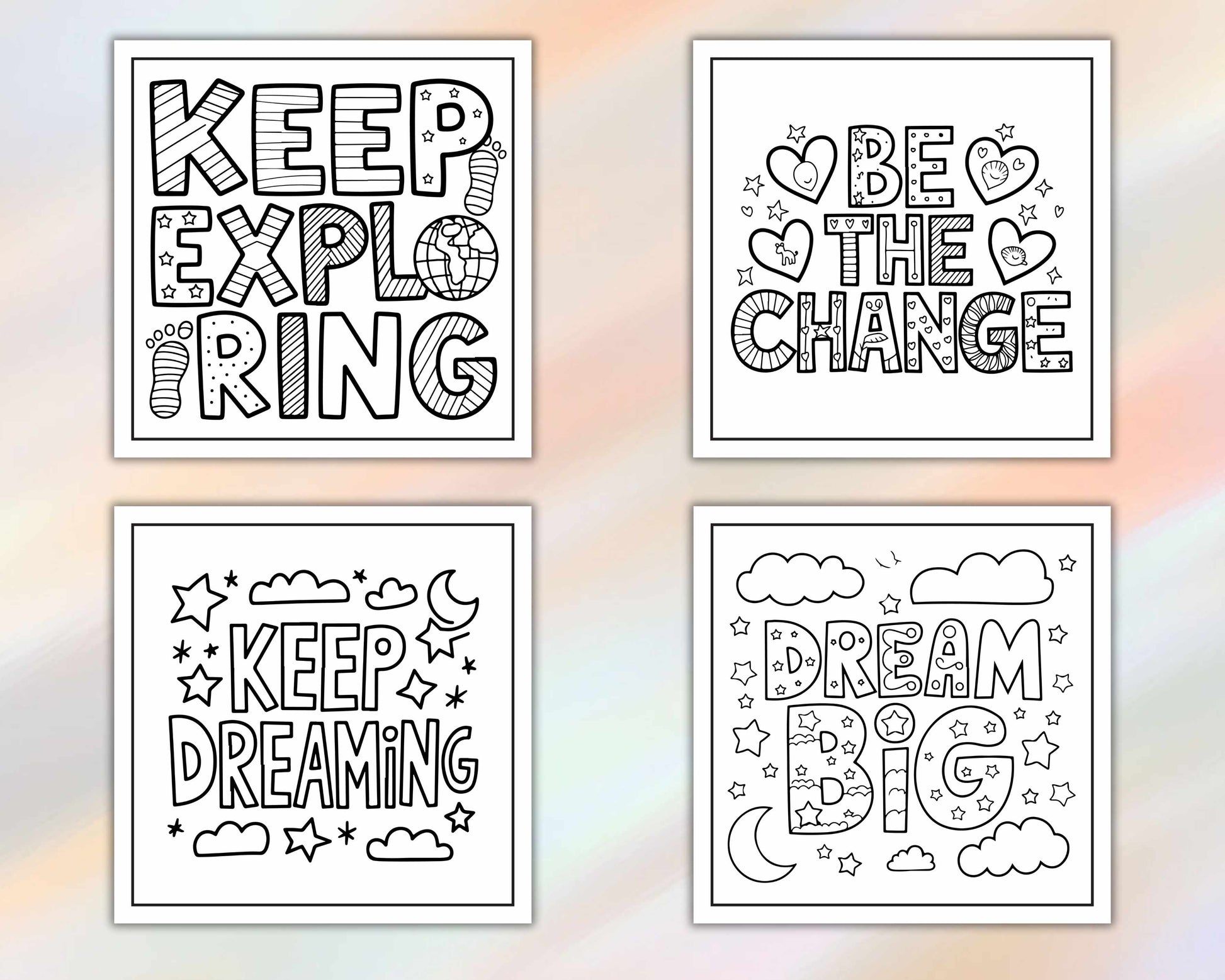 120 Bold and Easy Motivational Word Coloring Pages