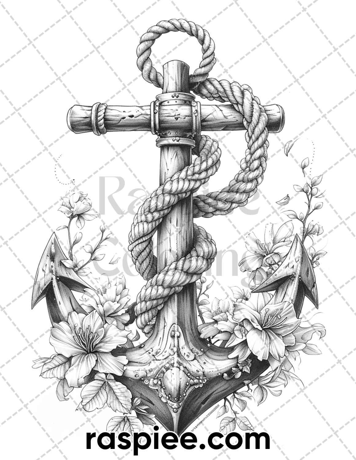 62 Classic American Tattoos Grayscale Adult Coloring Pages, Printable PDF Instant Download