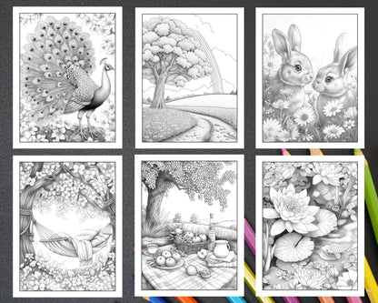 50 Spring Serenity Adult Coloring Pages Printable PDF Instant Download