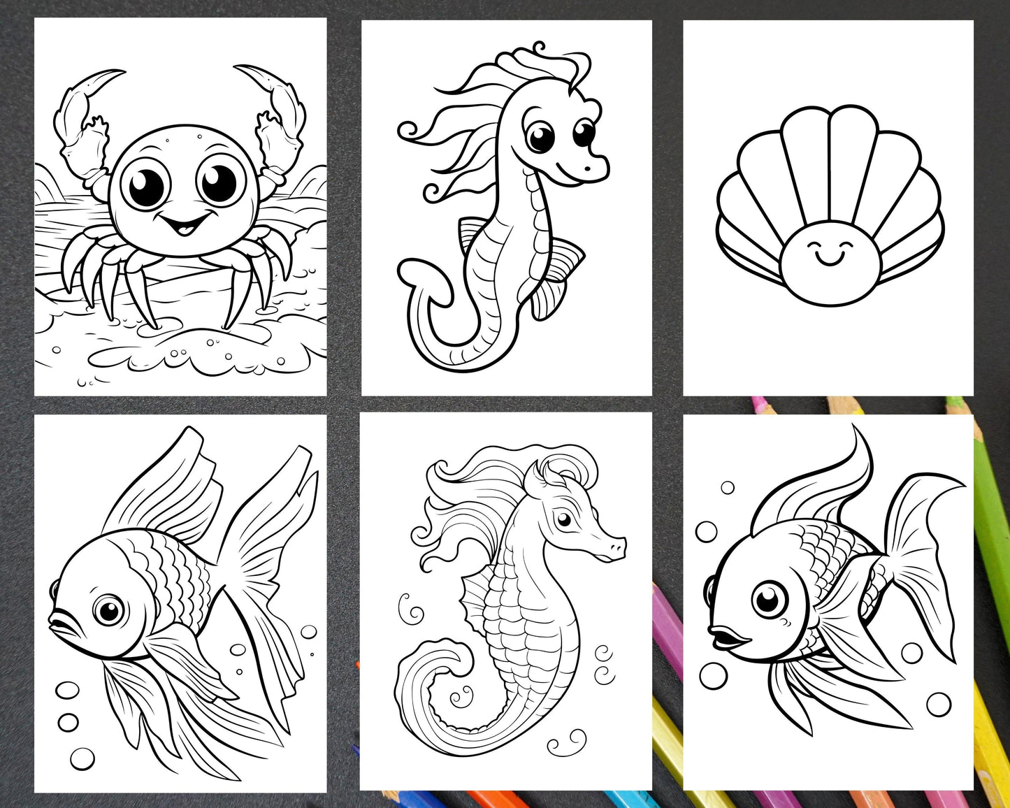 230 Ocean Animal Coloring Pages for Kids, Educational Preschool Printable PDF Instant Download