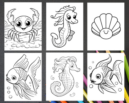 230 Ocean Animal Coloring Pages for Kids, Educational Preschool Printable PDF Instant Download
