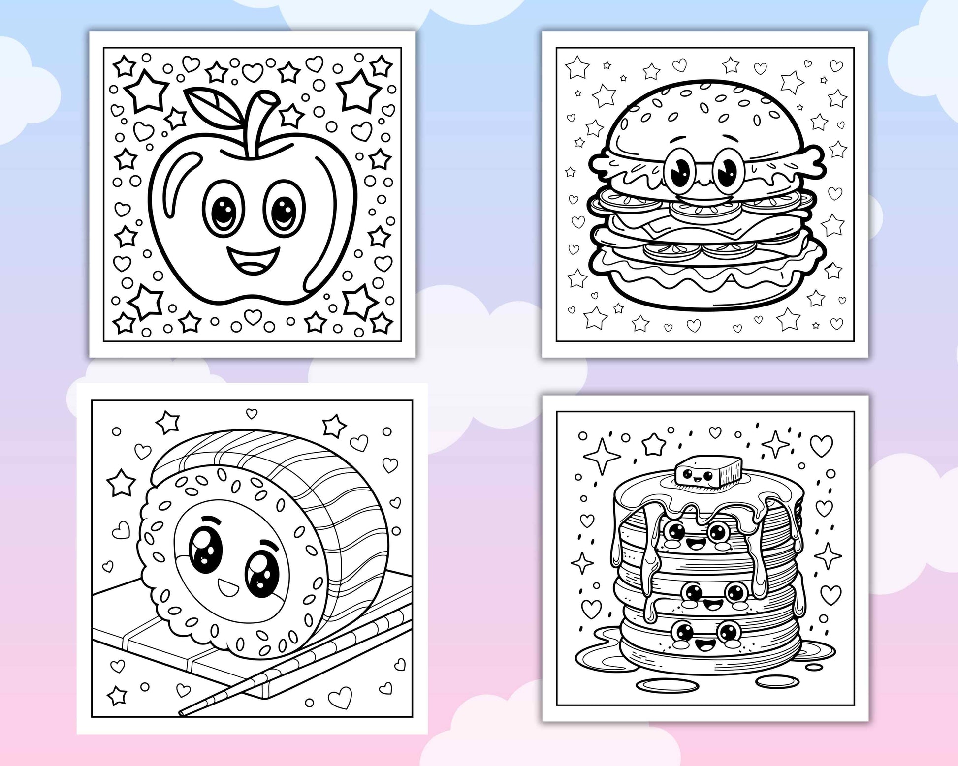 160 Bold and Easy Kawaii Food Coloring Pages