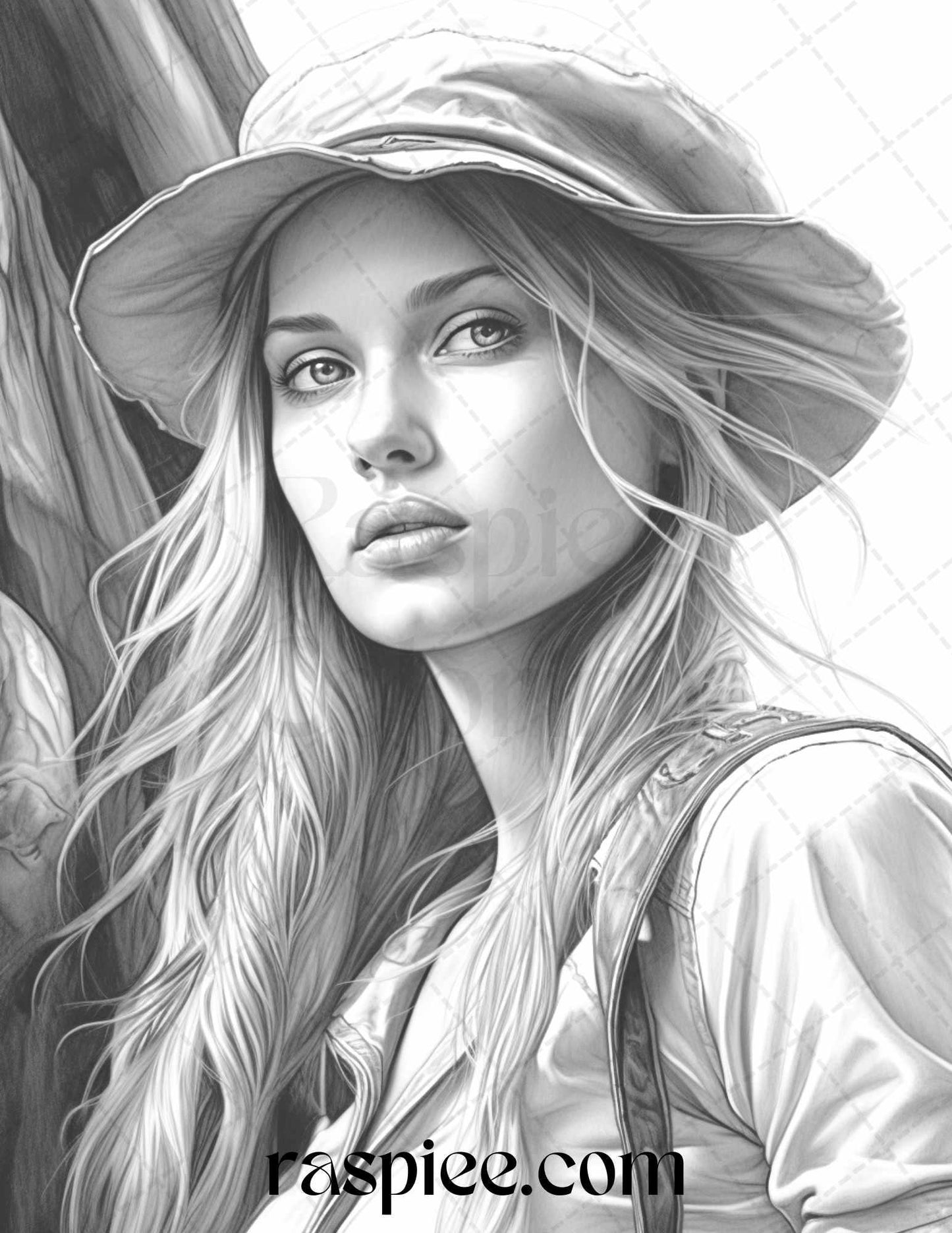 60 Pirate Life Grayscale Coloring Pages Printable for Adults, Stress Relief Coloring, PDF File Instant Download