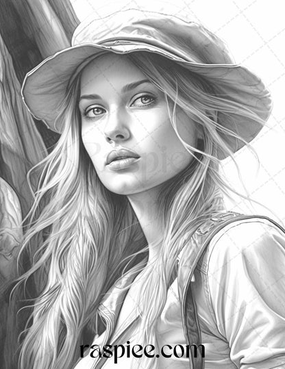 60 Pirate Life Grayscale Coloring Pages Printable for Adults, Stress Relief Coloring, PDF File Instant Download