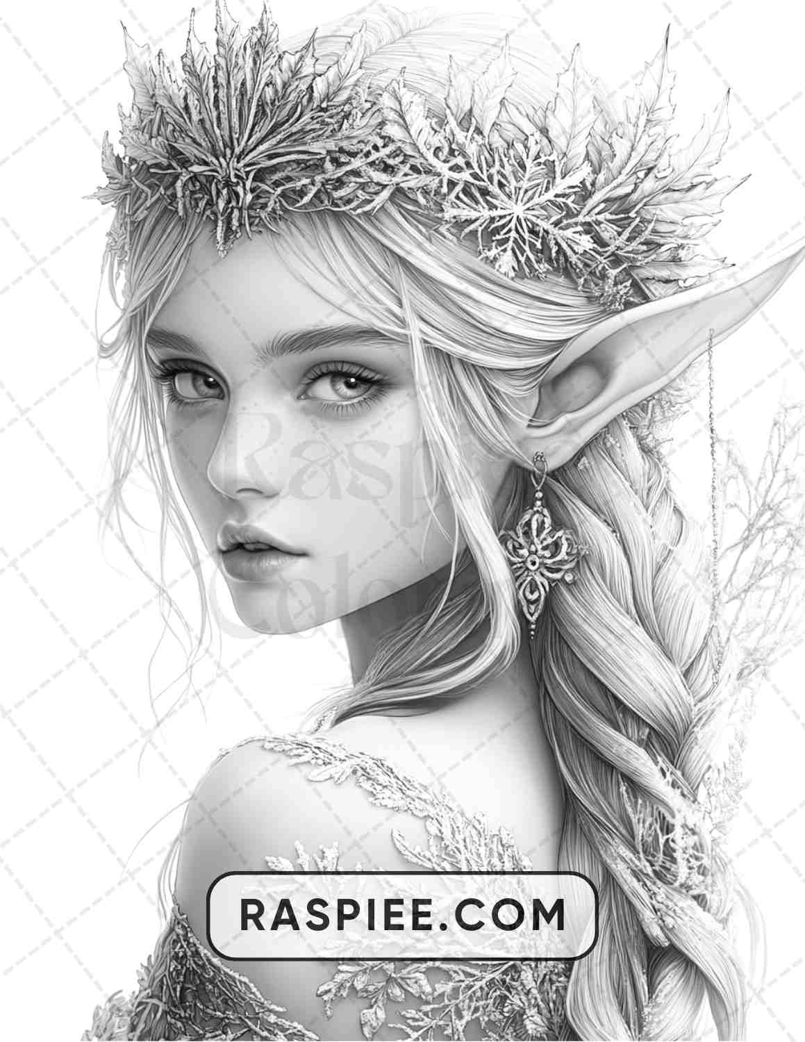 57 Winter Fairytale Portraits Adult Coloring Pages
