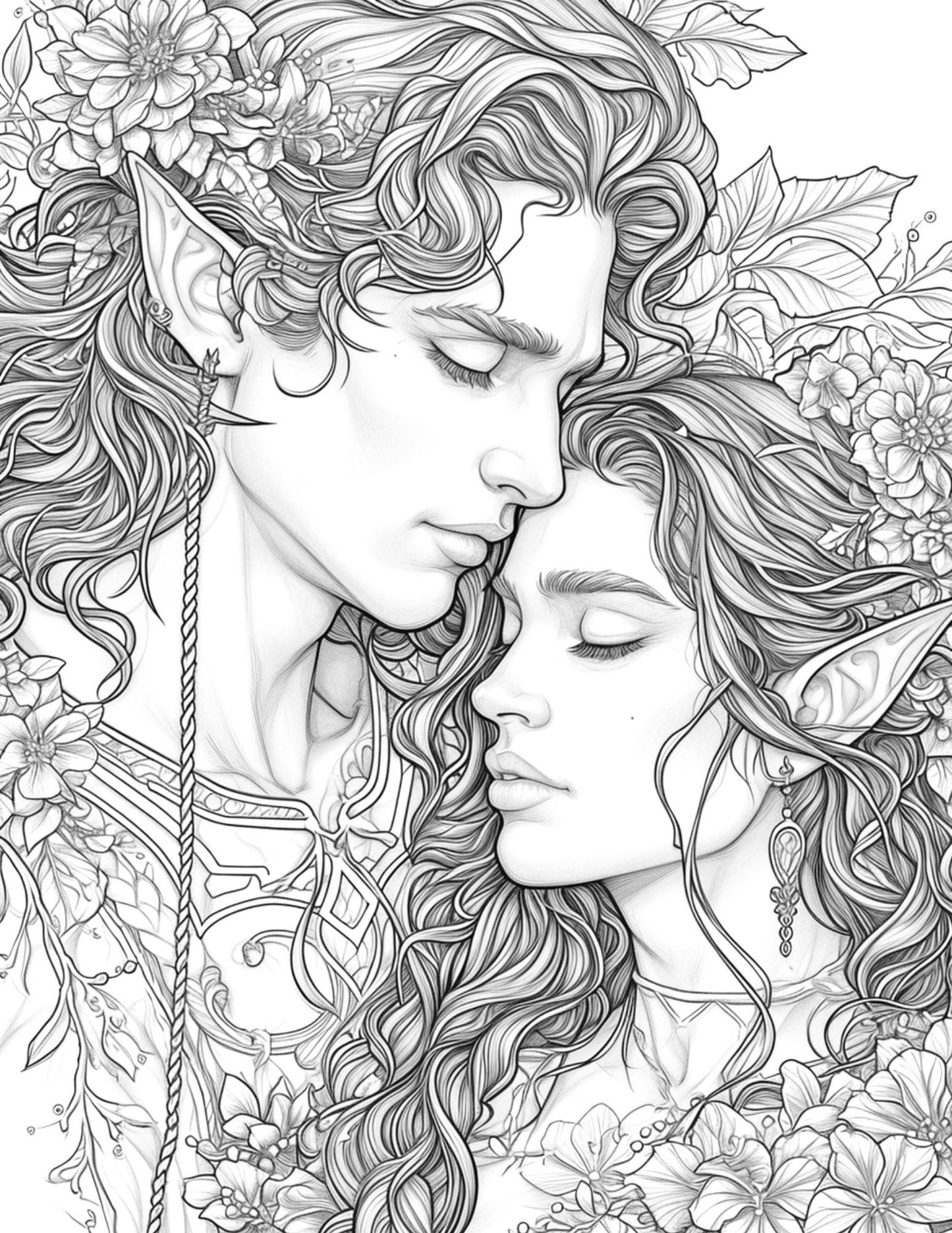 Free Spring Time Grayscale Adult Coloring Pages, Printable PDF Instant Download